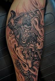 Personality legs fashion good-looking Sun Wukong tattoo pattern pictures