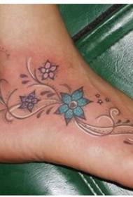 Beautiful and stylish flower vine tattoo pattern picture on the foot