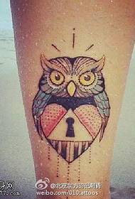 Colored beautiful owl tattoo pattern