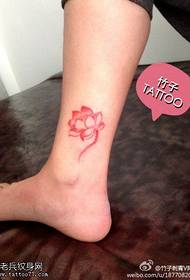 Leg pricked pink lotus tattoo pattern