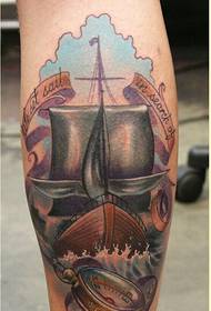 Beautiful legs fashion sail tattoo pattern pictures