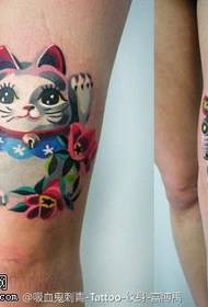 Rich and lucky cat tattoo pattern
