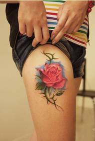 Fashion beauty legs beautiful rose tattoo pattern picture