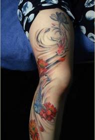 Girl's legs beautiful looking ink painting squid lotus picture