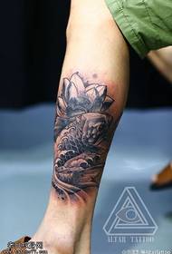 Exquisite lotus koi tattoo pattern