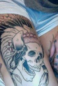 Exaggerated tattoo picture on the thigh