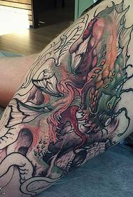 Monster tattoo pattern in the water