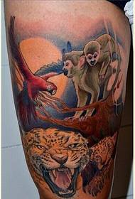 Fashion leg personality leopard eagle monkey tattoo pattern picture