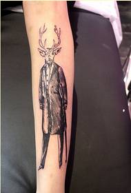 个性腿部时尚好看的鹿先生纹身图案图片
