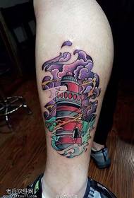 Colorful lighthouse tattoo pattern on shank