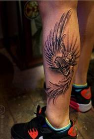 Fashion leg personality good looking wing crown tattoo pattern picture