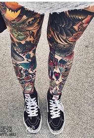 Personality European and American style big flower legs tattoo pattern