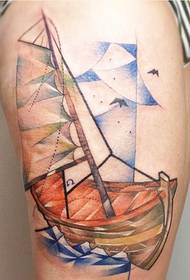 Personlighed ben mode farve sejlbåd tatovering mønster billede