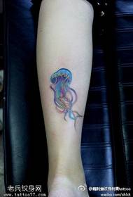Leg jellyfish color tattoo pattern