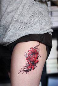 Female legs beautiful beautiful color flower tattoo picture