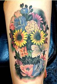 Moda osobowości noga kwiat tatuaż wzór obrazu