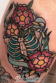 Blomstrete tatoveringsmønster fra øyenstikker på låret