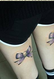 Fashion beauty legs good looking bow tattoo pattern pictures