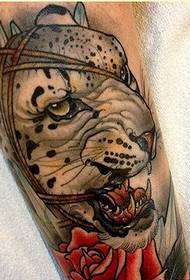 Leg personality leopard tattoo pattern recommended picture