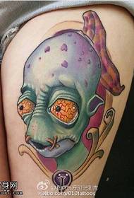 Monster tattoo pattern on the thigh