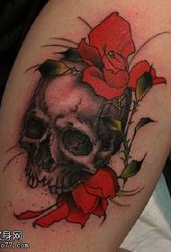 skull rose tattoo pattern on the calf