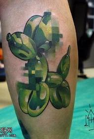 Painted green balloon puppy tattoo pattern