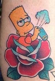 Cartoon anime tattoo of the Simpsons
