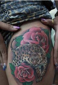 Beauty legs classic fashion leopard with rose tattoo picture
