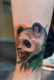 Legs beautiful fashion colorful angry panda tattoo pattern pictures