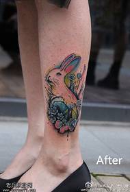 Painted cute bunny tattoo pattern