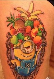 Beautiful little yellow man tattoo pattern picture on the leg