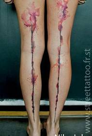 Watercolor totem tattoo pattern on thigh