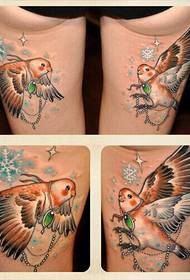 Girl sexy legs beautiful little swallow tattoo pattern pictures