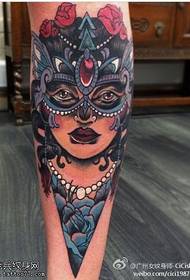 Leg color mask girl tattoo pattern