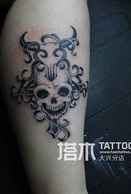 Girl calf cow skull skull cross tattoo