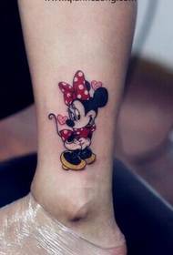 Schéinheets Been léif Cartoon Mickey Mouse Tattoo Muster Biller