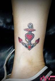 Gorgeous red heart anchor tattoo picture