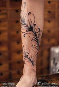 Beautiful feather tattoo pattern floating on the legs