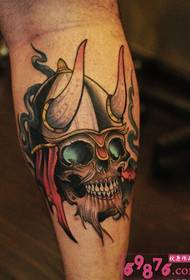 European and American skull knight creative leg tattoo pictures