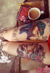European and American style flower legs fashion tattoo pictures