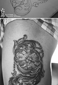 Gemstone wing clock tattoo pattern