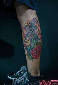 European and American style rose street lamp eye tattoo pictures