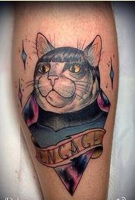 Perna personalidade moda gato estrelado tatuagem padrão imagem