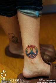 Ankle rainbow color anti-war tattoo pattern