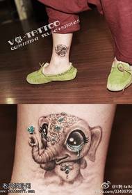 Cute tearful elephant tattoo pattern