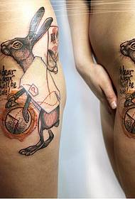 Sexy MM legs cute bunny playing ball illustration tattoo pictures