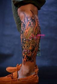Domineering dragon flower calf tattoo pictures