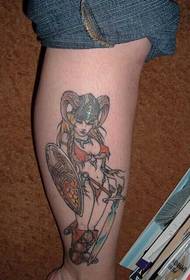 Noga lepa ženska bojevnica klasična slika tatoo slike