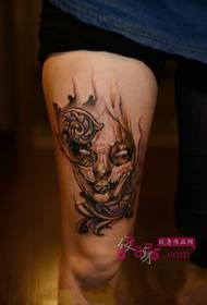 Vintage european style wind mask tattoo picture