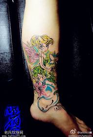 Leg color elf tattoo picture